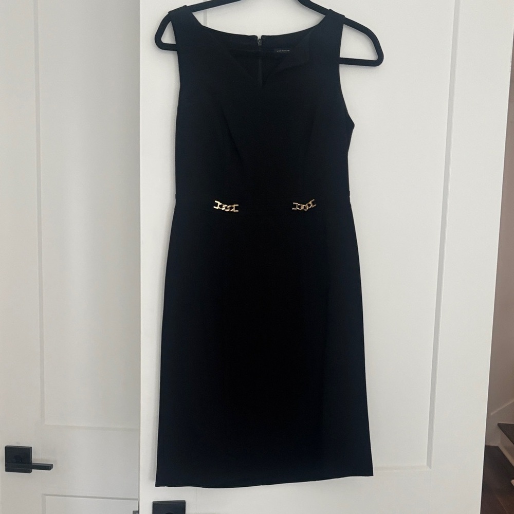 Ann Taylor Black Dress with Gold Chain Detail